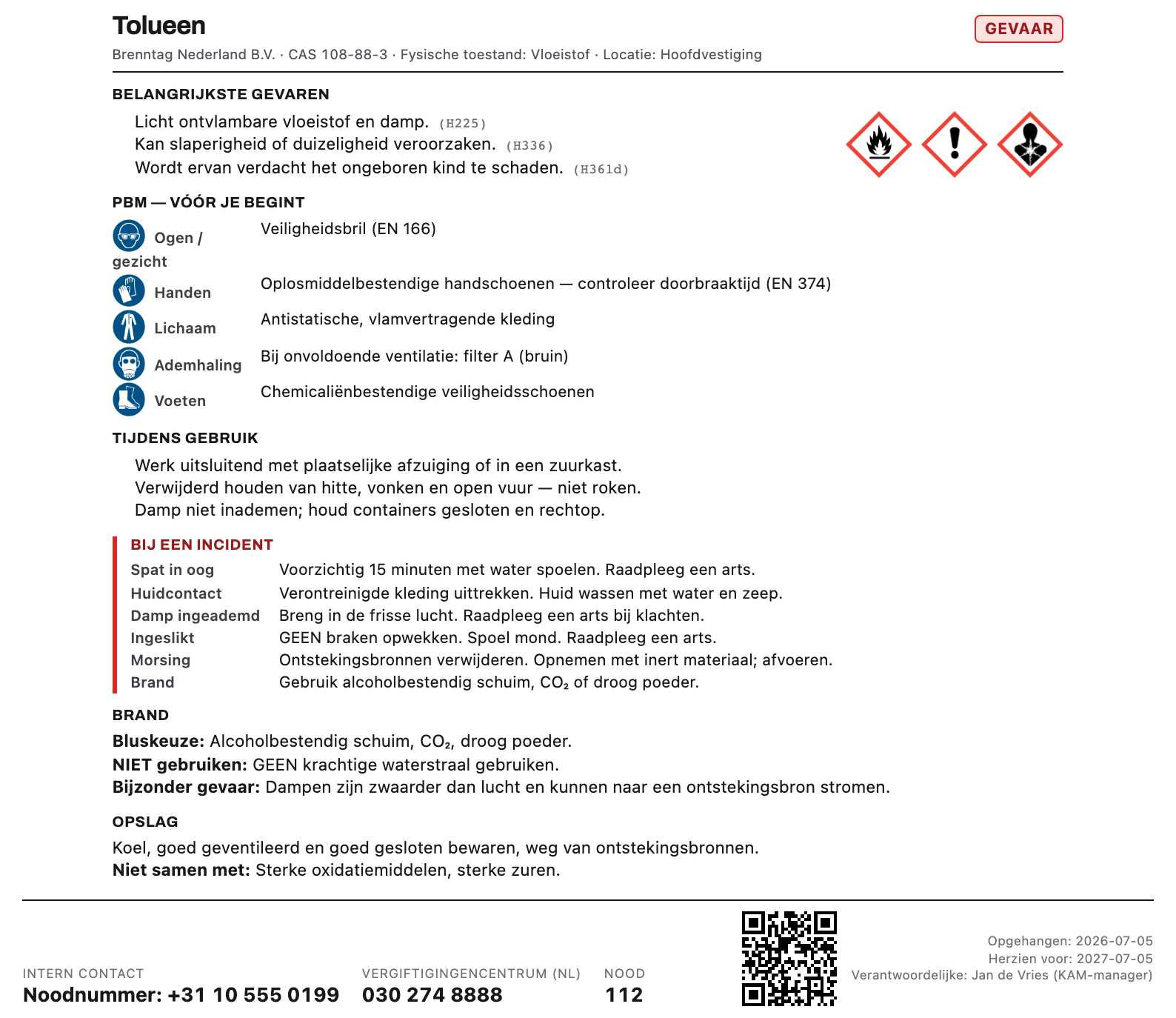 Voorbeeld werkplekinstructiekaart